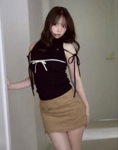 ANDMARY Adele ribbon tank black - メルカリ