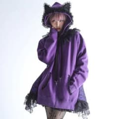 【完売品】CAT EAR FLEECE DRESS PARKA（PURPLE）のサムネイル