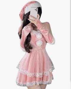 ピンクサンタコス コスチューム・帽子付き