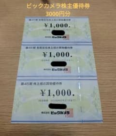 ビックカメラ 株主優待券 （3000円分）のサムネイル