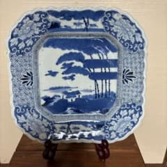 染付 角皿 隅切 牡丹文 陶磁器 染付 角皿 隅切 牡丹文 陶磁器 - メルカリ