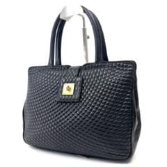 BALLY ブラック キルティング ハンドバッグ トートバッグ ターンロック 