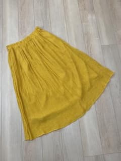 ✨美品✨軽やかに♪シフォンフレアスカート♡イエロー Lサイズのサムネイル