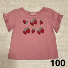 メゾピアノ イチゴ切替フリル半袖Tシャツ 100cmのサムネイル