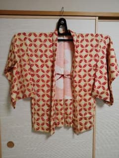 総絞り羽織　未使用　 黄色系 七宝繋ぎ模様のサムネイル