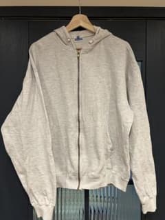 Champion ジップパーカー L グレー デカロゴ 緑 フルジップ 古着 
