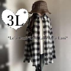 3L*春*バックレース切替サラッとチェックシャツ♪大きいサイズ*レディース