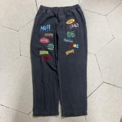 edakka ワッペン付きデニムパンツ ブラック Lサイズのサムネイル