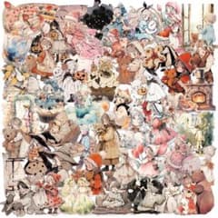 V47】シール 52枚 PET ステッカー 女の子 おとぎ話 コラージュ素材