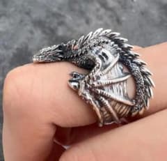 981 シルバー ドラゴン リング 龍 14号～調整可 ヴィンテージ パンク