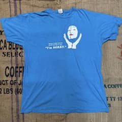 ストリート系　パントマイム メッセージTシャツ ブルー 青 オーバーサイズのサムネイル