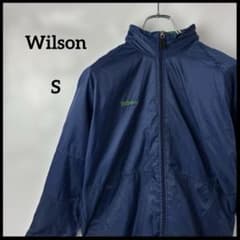 フルジップ ナイロンジャケット ネイビー紺色 刺繍ロゴ 90s ウィルソン