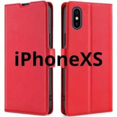 iPhone XS ケース 手帳型 薄型 軽量ケース  レッドのサムネイル