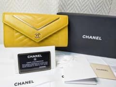 最終値下げ‼️【極美品】レシート有CHANEL シェブロン 長財布 イエロー黄色のサムネイル