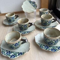 九谷美山 カップ＆ソーサー 6客セット 花柄 - メルカリ