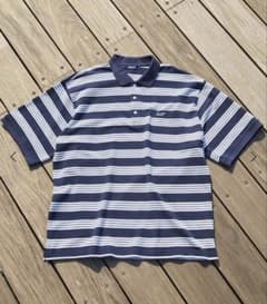 KITH KHM033427 シャドウストライプ スキッパー ポロシャツ L Kith Shadow Stripe Marcel Soccer Top - Light Indigo