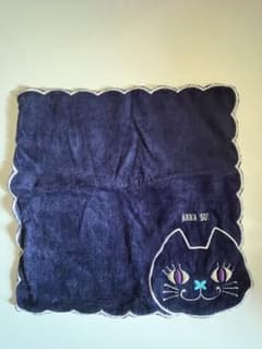 ANNA SUI タオルハンカチ 猫モチーフ ネイビーのサムネイル