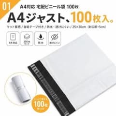 宅配ビニール袋 A4対応 100枚 ホワイト 白 防水 ネコポス ゆうパケット