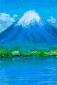 富士山 クレパス画 原画 風景画 手描き 一点物のサムネイル