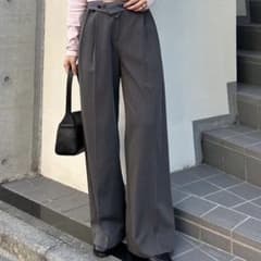 リボン付きグレー ワイドパンツ　⭐︎値下げ可能⭐︎のサムネイル