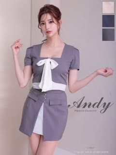 ANDY グレー リボン付きナイトドレス　キャバドレスのサムネイル