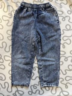 GU KIDS （男女兼用）デニムシェフパンツ 110cm ケミカルウォッシュのサムネイル