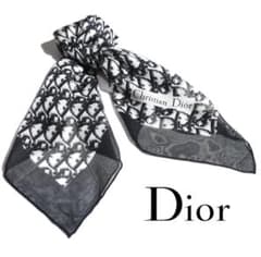 CHRISTIAN DIOR/ディオール】トロッターロゴスカーフ 大判ブラック