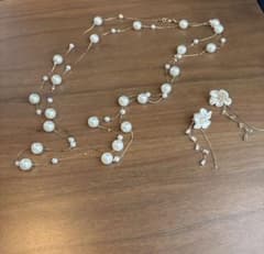 パールネックレス 2連　ピアスセット　結婚式　お呼ばれアクセサリーのサムネイル
