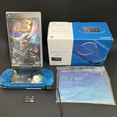 [극미품] PSP 3000 블루 본체 몬스터 헌터 3 포함