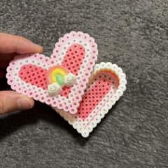 ハンドメイド　アイロンビーズ　ハート型マルチケース 小物入れのサムネイル