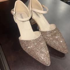 【美品】ゴールド系グリッターアンクルストラップハイヒールのサムネイル