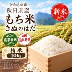令和8年度産 秋田県産もち米 きぬのはだ 精米10kg 農家直送 - メルカリ