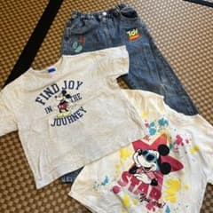 Disney ミッキーマウス Tシャツ2枚とデニムパンツセットのサムネイル