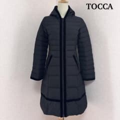 TOCCA トッカ ベルベットダウンコート ロゴプレート ダブルジップ Aライン 極美品 TOCCA ベルベットダウンコート ロゴプレート ダブルジップ A