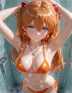 AI美少女イラスト シャワーの少女 A4ポスターのサムネイル
