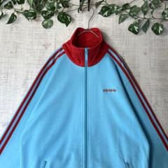 希少 adidas アディダス ヴィンテージ トラックジャケット 水色×赤 O