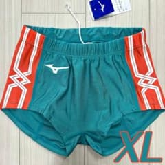 ミズノ　女子陸上レーシングショーツ(スパッツ型)　XL　Rグリーン×オレンジ ミズノ 女子陸上レーシングショーツ(スパッツ型) XL Rグリーン