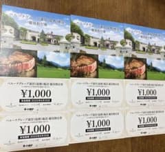 ベルーナグループ運営（提携）施設 優待割引券 食事割引券 ¥1,000×6枚のサムネイル