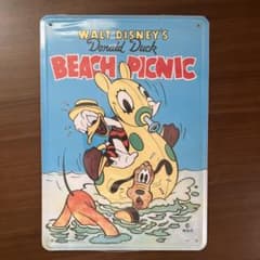 ドナルドダック BEACH PICNIC ブリキ看板のサムネイル