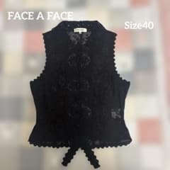 FACE A FACE ブラック レース ノースリーブ シャツ 40のサムネイル