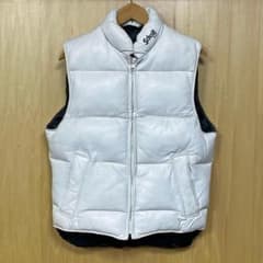 Schott レザーダウンベスト ホワイト - メルカリ