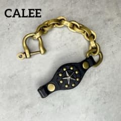 CALEE キャリー ブラス×レザー ブレスレット バングル 真鍮 - メルカリ