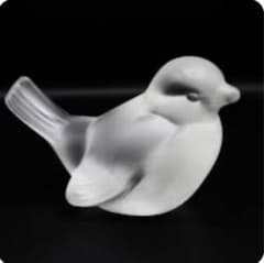 ビンテージ フェントン アート ガラス 鳥 雀 置物 フロスト ペーパー