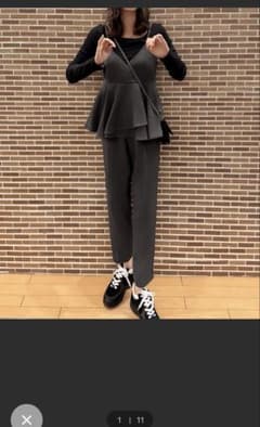 ブラック ペプラムトップス パンツセットアップ Lサイズ　ビスチェセットアップのサムネイル