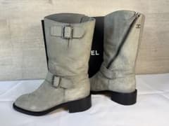 CHANEL シャネル エンジニア ブーツ 23.5㎝ 本革 Wダブルバックル