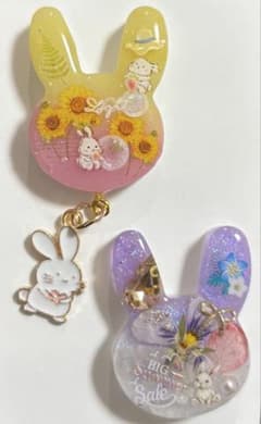 うさぎ2点セットレジンヘアゴムブローチ - メルカリ