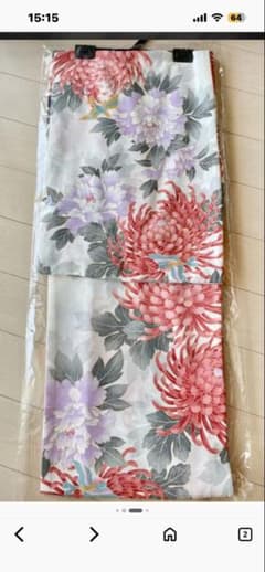 東レセオアルファ 浴衣 単品 菊 牡丹 花柄 ホワイト - メルカリ