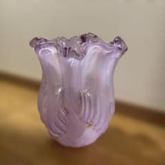 ガラス製 フラワーベース 花瓶 パープル 紫 ヴィンテージ - メルカリ