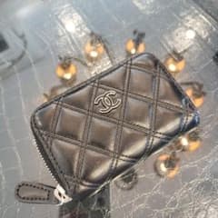 CHANEL Matrasse 더블 스티치 코인 케이스 블랙