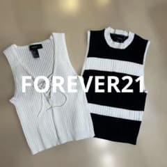 FOREVER21 ボーダー ノースリーブニット S 2枚セットのサムネイル